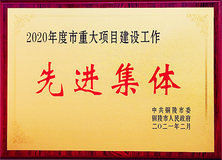 安徽富樂德長江半導(dǎo)體材料股份有限公司榮獲2020年度銅陵市重大項目建設(shè)工作先進集體獎牌